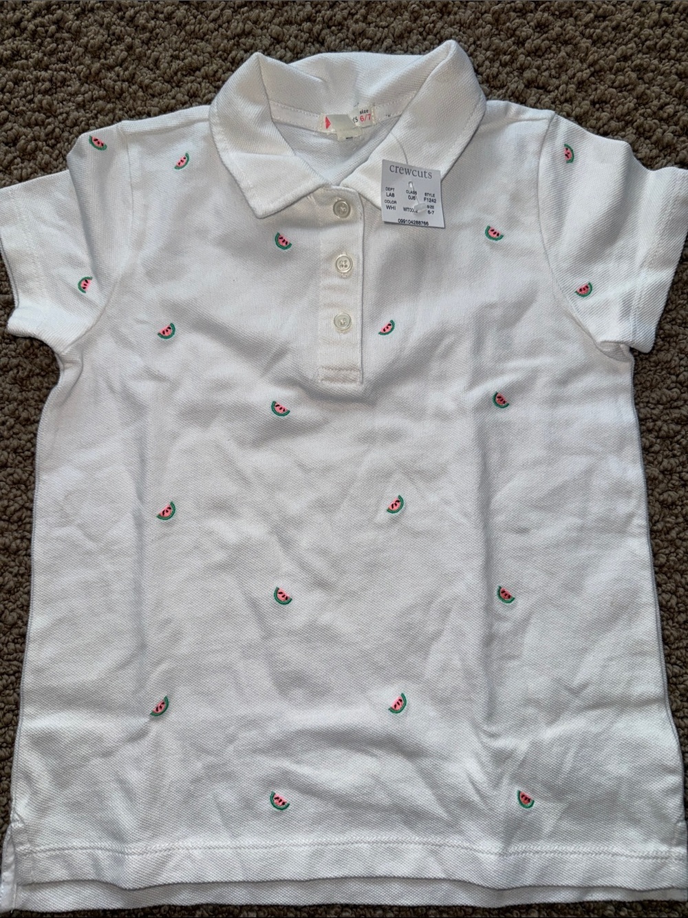 Crewcuts GIRLS watermelon embroidered polo size 6/7 NWT